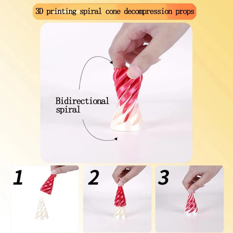 3D Printed Spiral Cone Pyramid Passthrough Sculpture Pass Through Pyramid Toy Mini Vortex Thread illusion Cone Spiral Ornaments