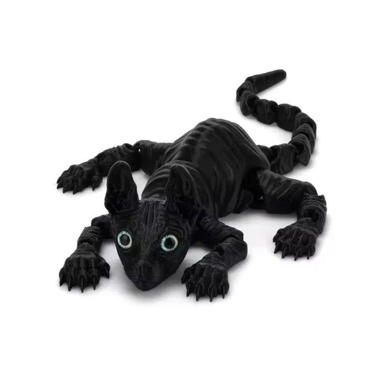 Creative 3D Printed Sphynx Cat Model Toy Hairless Cat Model Realistic Figurine Articulated Cat Fidget Toy For Cat Lovers Collect