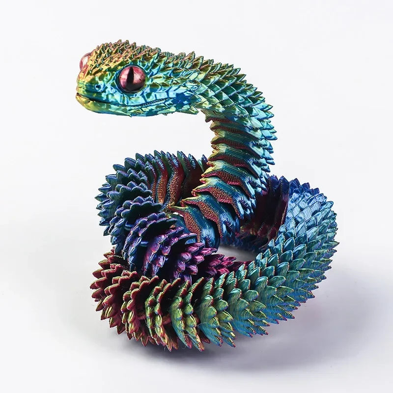 Snake Toy 3D Printed Viper Toy Gem Eye Joints Movable Figure Landscaping Ornaments Office Decoration Home Decorations Decor Toys
