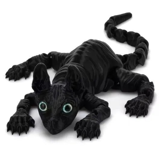 Creative 3D Printed Sphynx Cat Model Toy Hairless Cat Model Realistic Figurine Articulated Cat Fidget Toy For Cat Lovers Collect