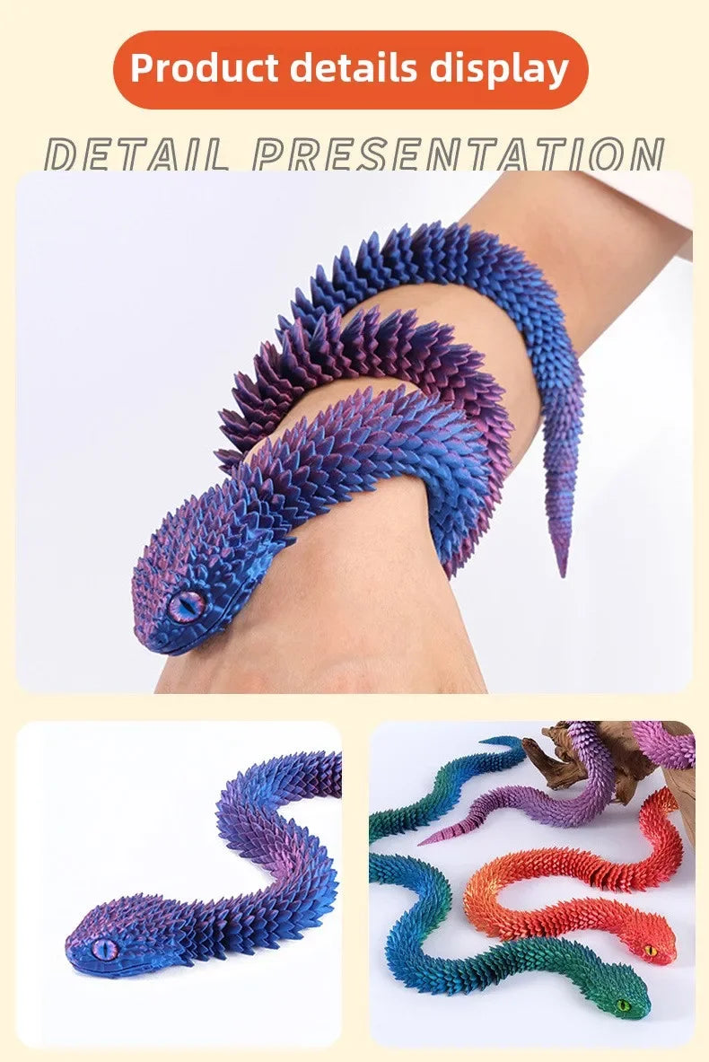 Snake Toy 3D Printed Viper Toy Gem Eye Joints Movable Figure Landscaping Ornaments Office Decoration Home Decorations Decor Toys
