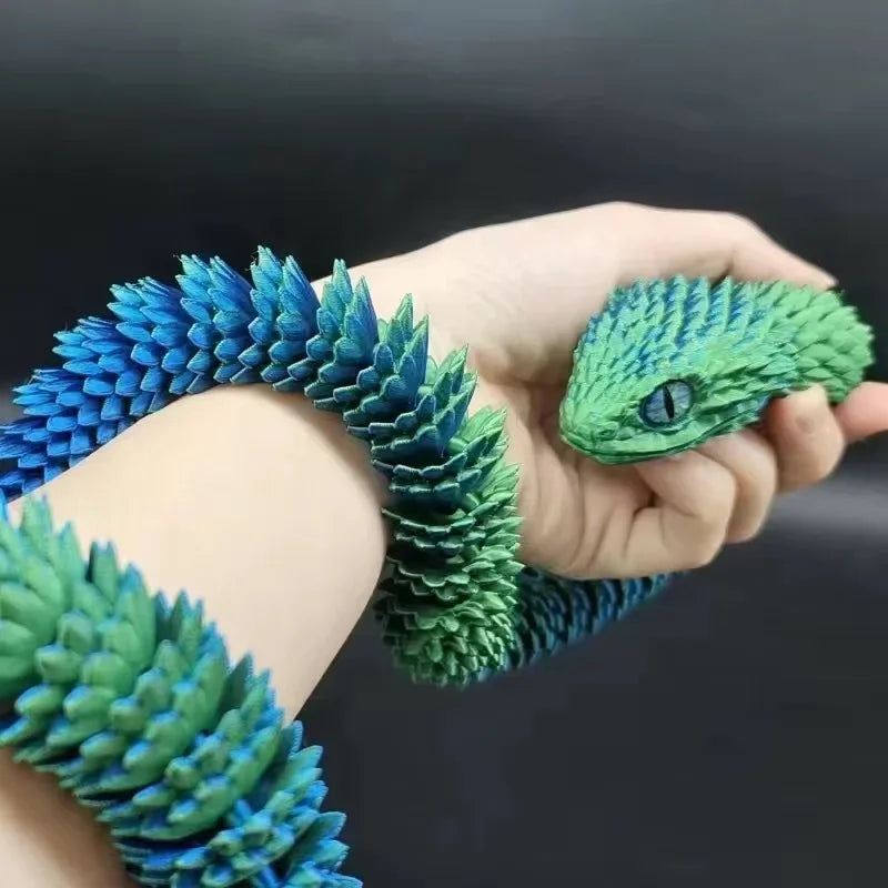 Snake Toy 3D Printed Viper Toy Gem Eye Joints Movable Figure Landscaping Ornaments Office Decoration Home Decorations Decor Toys