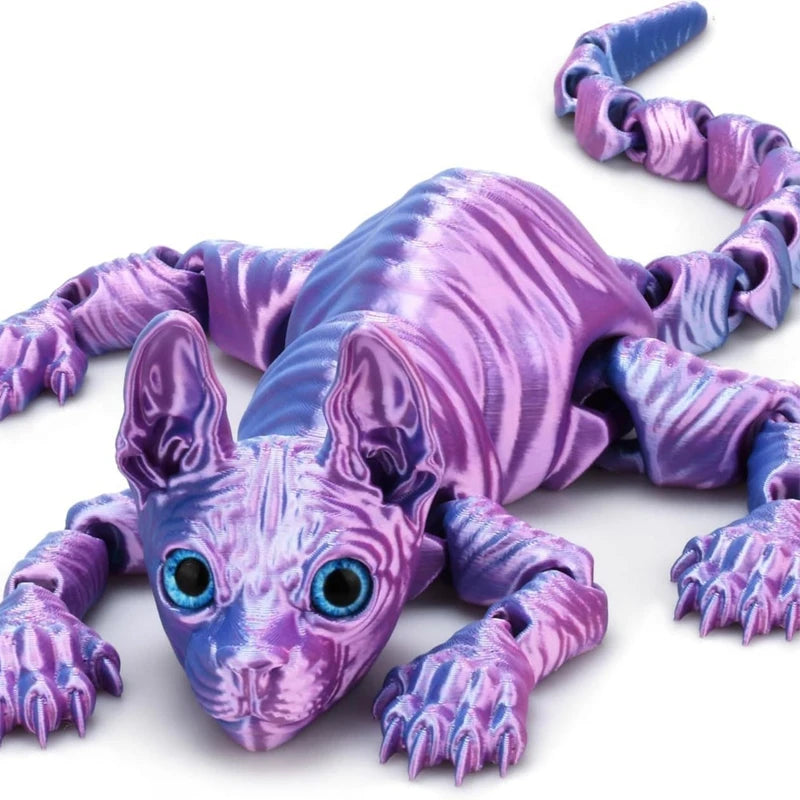 Creative 3D Printed Sphynx Cat Model Toy Hairless Cat Model Realistic Figurine Articulated Cat Fidget Toy For Cat Lovers Collect
