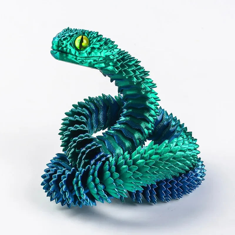 Snake Toy 3D Printed Viper Toy Gem Eye Joints Movable Figure Landscaping Ornaments Office Decoration Home Decorations Decor Toys
