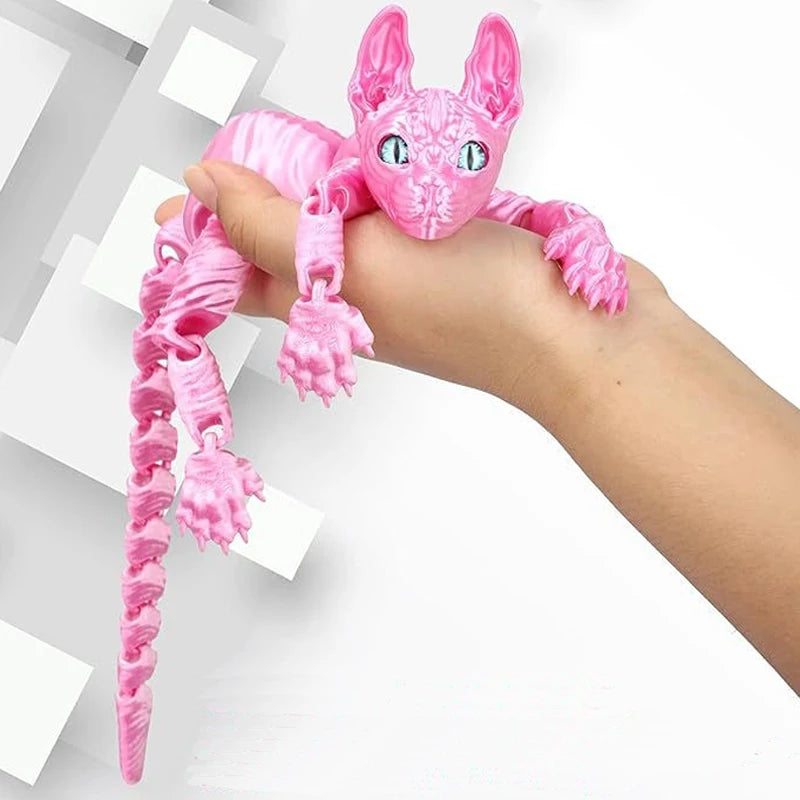 Creative 3D Printed Sphynx Cat Model Toy Hairless Cat Model Realistic Figurine Articulated Cat Fidget Toy For Cat Lovers Collect