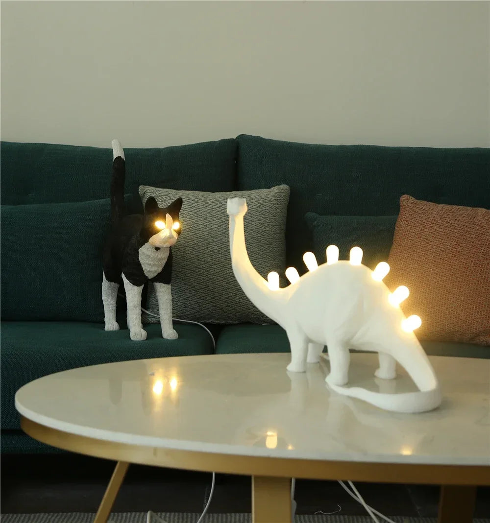 Modern JURASSIC Dinosaur Table Lamps Creative Animal Resin Lamp for Bedroom Home Lamp Cartoon Art Decor Room Decor Lights